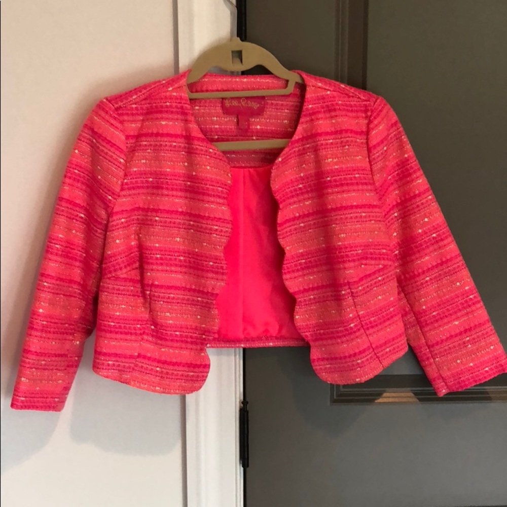 Lilly Pulitzer Pink & Gold Tweed Cropped Jacket